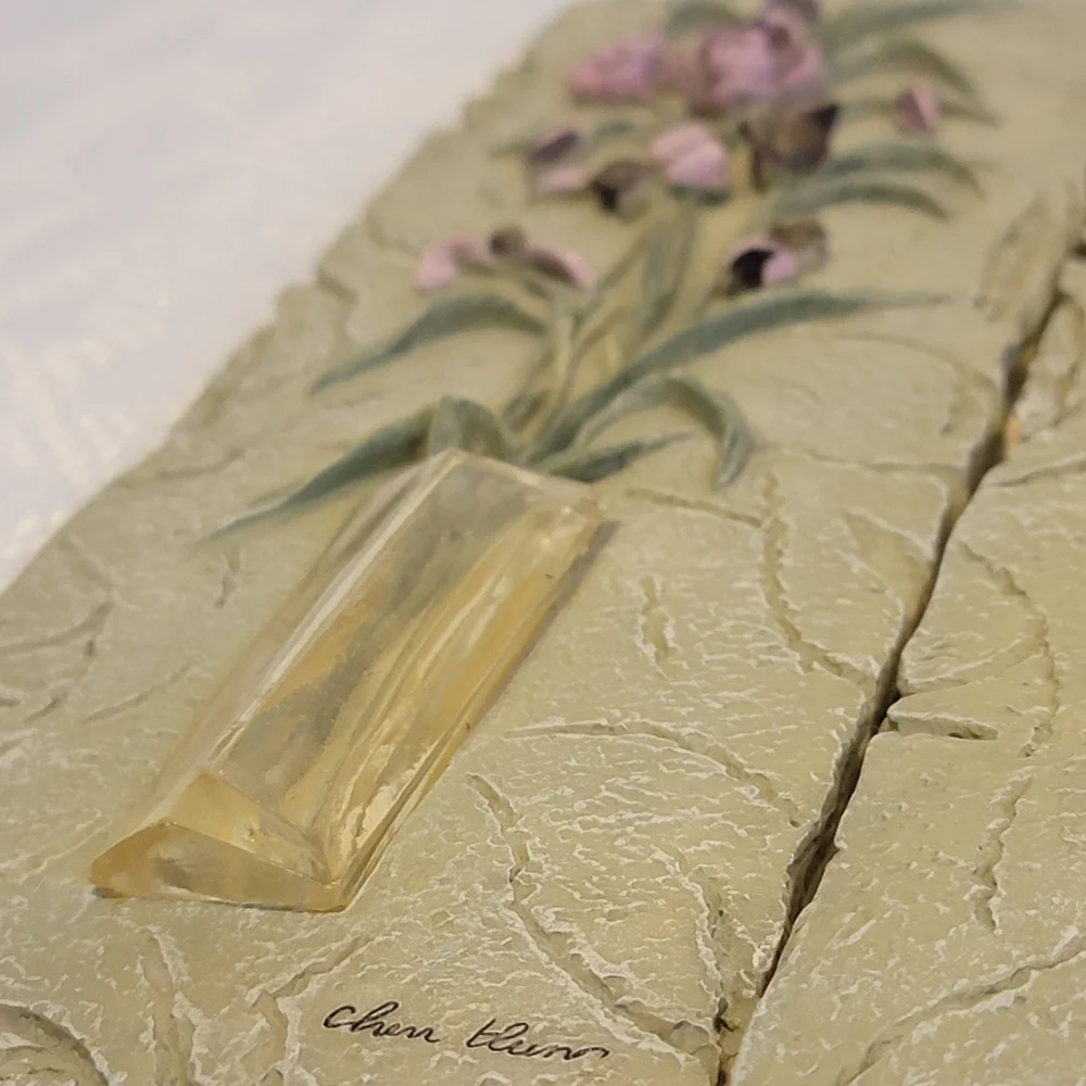 Vintage Cheri Blum Signed 3D Floral Wall Art Plaques Set of 4 Raised Flowers